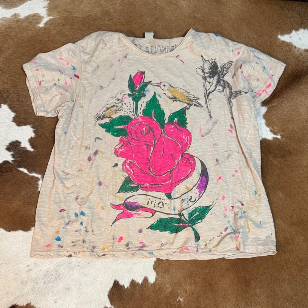 New Magnolia Pearl Rose Paint Splatter T-shirt